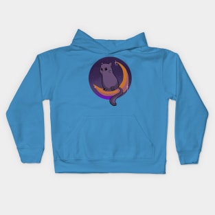 Halloween Cat Sitting on the Moon Kids Hoodie